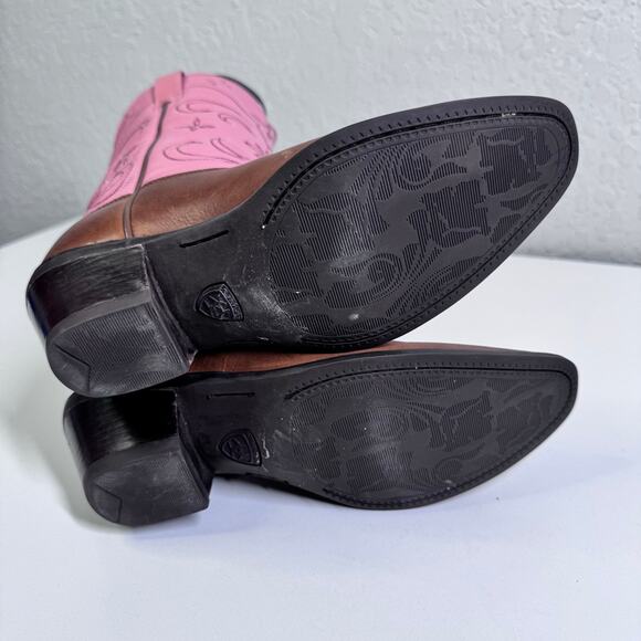 ARIAT Boots 6B Moon Fringe Tassels Cowboy Snipe Toe Cowgirl Rodeo Pink Western - Picture 8 of 12